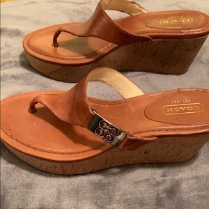 Coach Camel Wedge Sandals